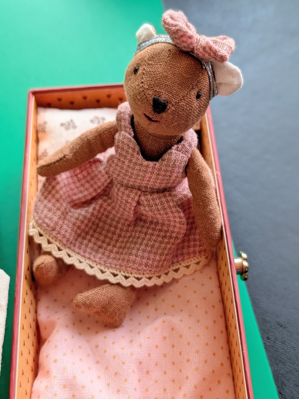 LevLov Plush Mouse in Stamp Box - Pink & Brown - Picture 6 of 9